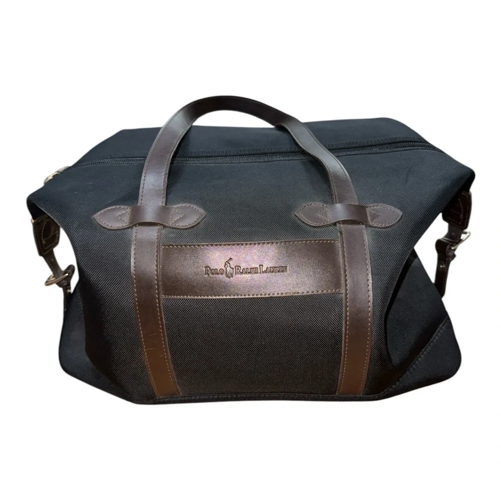 Ralph Lauren Black Duffel Bag with Leather Handles